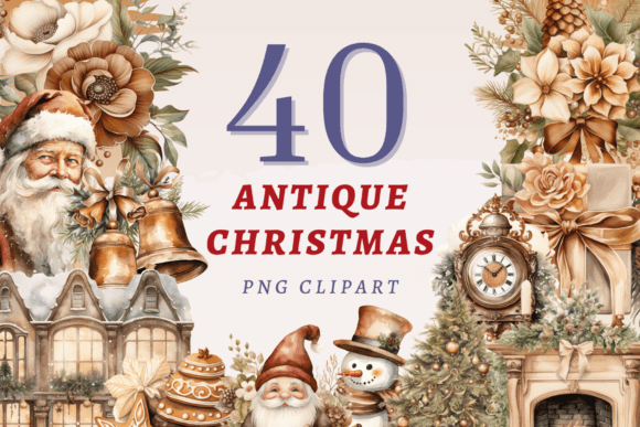 Antique Christmas PNG Bundle for Editorial Use