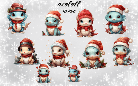 Axolotl Christmas Clipart for Festive Illustrations