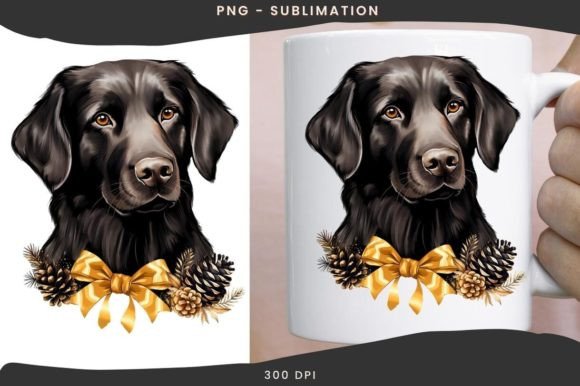 Black Retriever Christmas PNG for Blog and Web Design