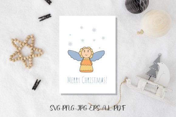 Christmas Card with an Angel Illustration for Branding