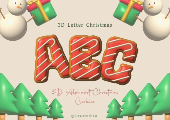 Christmas Cookies 3D Alphabet Element for Crafting and Design