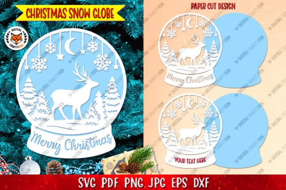 Christmas Deer Snow Globe SVG for Illustrations