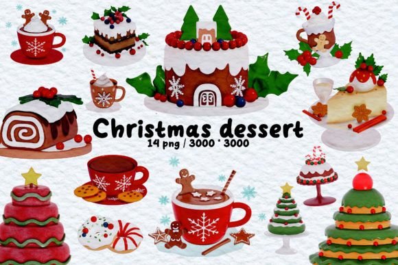 Christmas Dessert Collection 3D Clipart for Illustrations