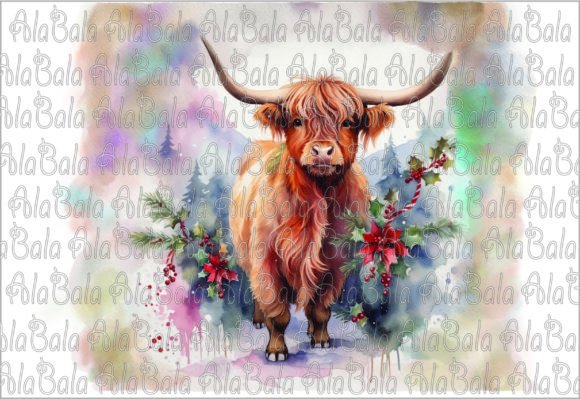 Christmas Highland Png, Sublimation for Modern Illustrations