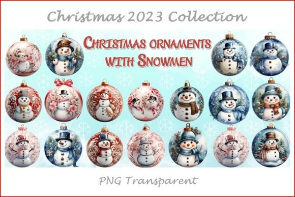 Christmas Ornaments with Snowman Illustrations