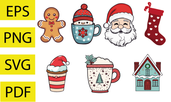 Christmas Retro Sublimation Illustrations for Content Publishing