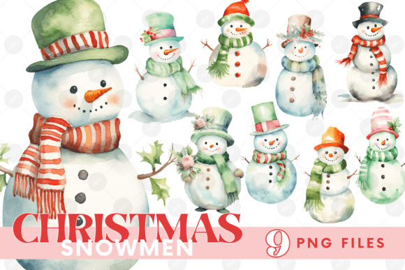 Christmas Snowmen Clipart Bundle PNG for Modern Illustrations