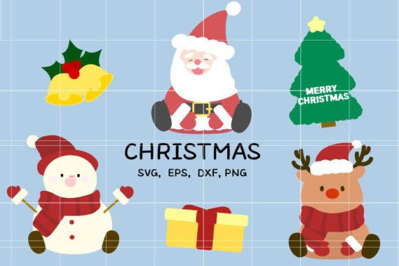 Christmas SVG 6 Cut ,santa Svg,snowman for Modern Illustrations