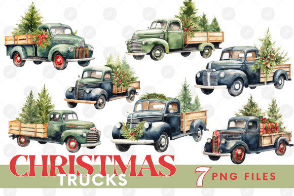 Christmas Truck Clipart Bundle Car PNG Review