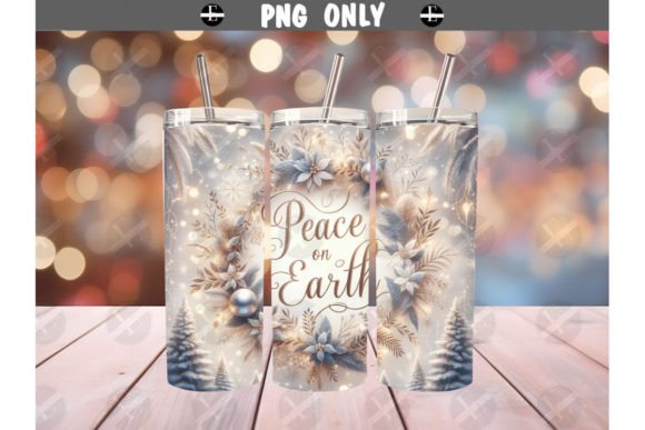 Christmas Tumbler Wrap Peace on Earth Illustrations