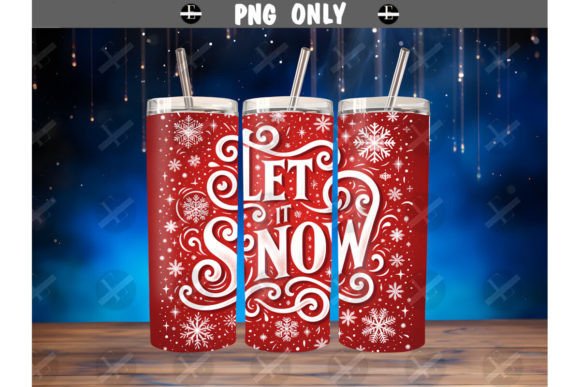 Christmas Tumbler Wraps Let It Snow PNG for Illustrations