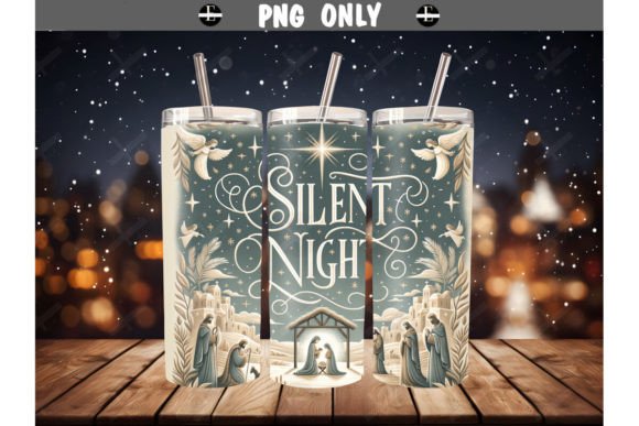Christmas Tumbler Wraps - Silent Night Illustrations
