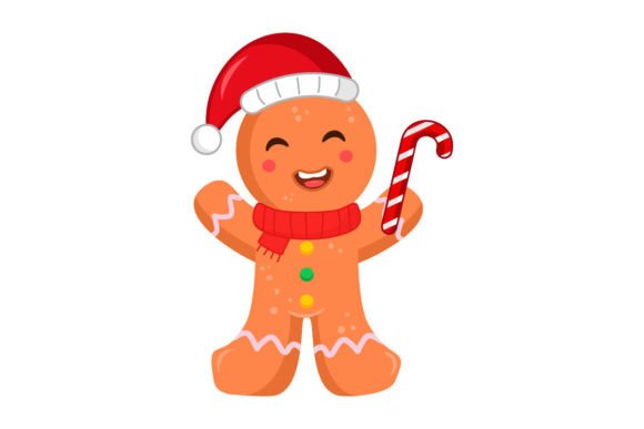 Cute Gingerbread Man Holding Christmas Illustration