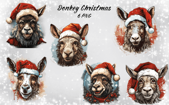 Donkey Christmas Clipart for Festive Illustrations