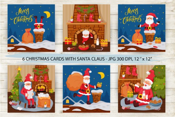 Merry Christmas Greeting Cards Illustrations