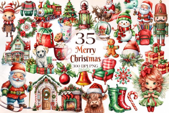 Merry Christmas Sublimation Clipart for Branding and Marketing