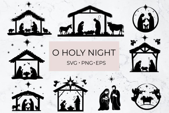 Nativity SVG Bundle Christmas Holy Night Illustrations