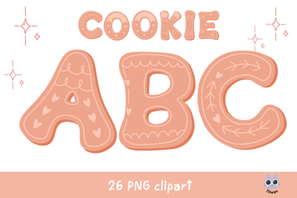 Pink Christmas Alphabet Gingerbread Font for Illustrations