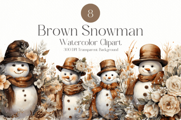 Snowman Christmas Clipart Watercolor Illustrations