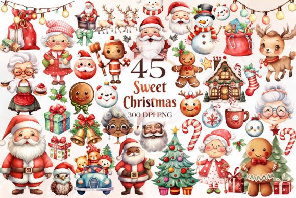 Sweet Christmas Sublimation Clipart for Illustrations