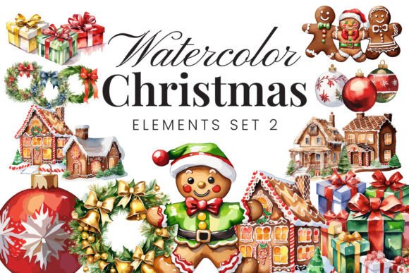 Watercolor Christmas Elements Set 2 Review for Sellers
