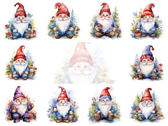 Watercolor Christmas Gnome Clipart Set Review