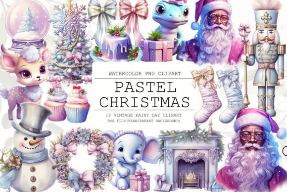 Watercolor Pastel Christmas Clipart for Festive Illustrations