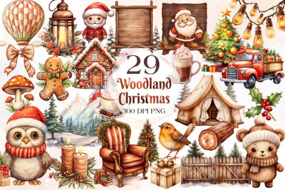 Woodland Christmas Clipart for Branding and Marketing